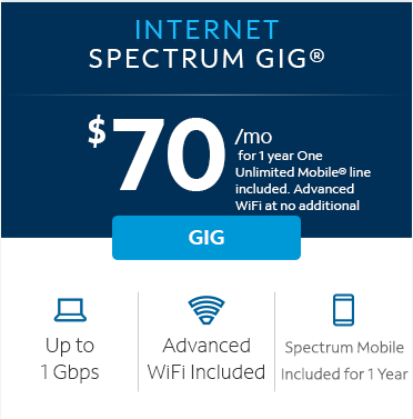 70 - Spectrum Internet - Best Internet Plans INTERNET GIG